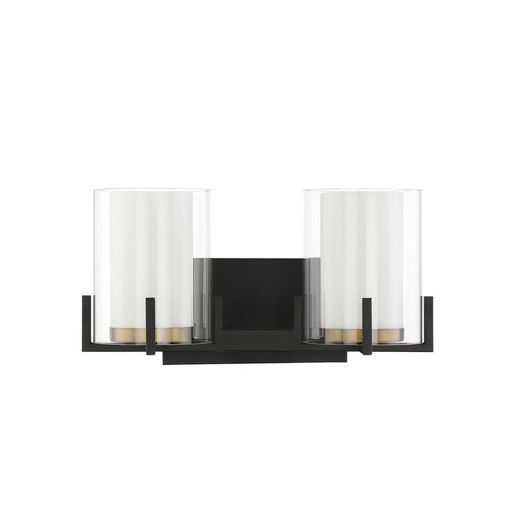 Savoy House Eaton 8-1977-2-143 Bath Vanity Light 15 in. wide - Matte Black with Warm Brass Accents