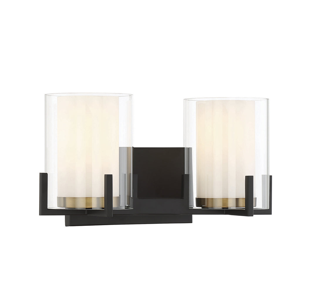 Savoy House Eaton 8-1977-2-143 Bath Vanity Light 15 in. wide - Matte Black with Warm Brass Accents