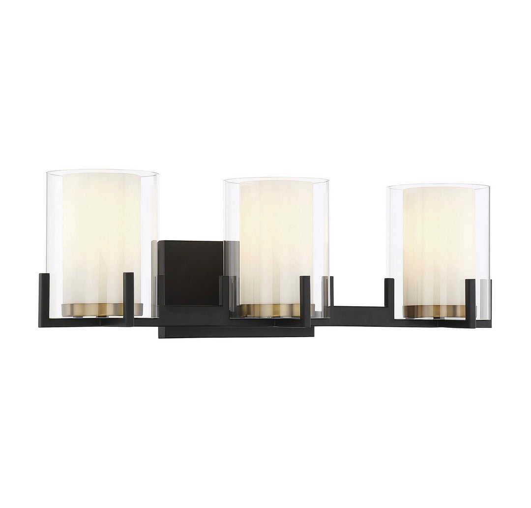 Savoy House Eaton 8-1977-3-143 Bath Vanity Light 24 in. wide - Matte Black with Warm Brass Accents