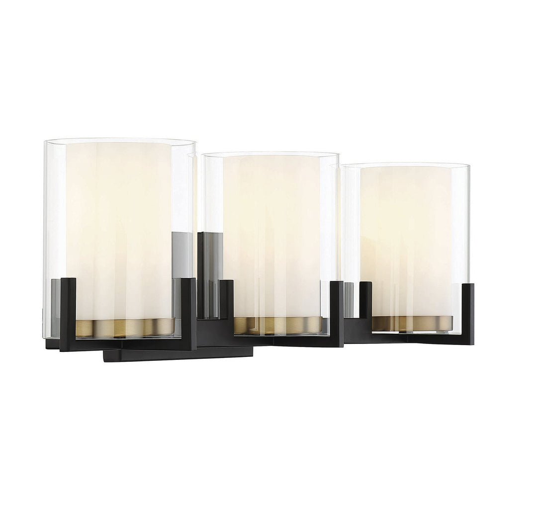 Savoy House Eaton 8-1977-3-143 Bath Vanity Light 24 in. wide - Matte Black with Warm Brass Accents