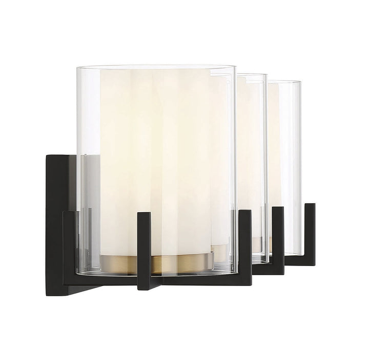 Savoy House Eaton 8-1977-3-143 Bath Vanity Light 24 in. wide - Matte Black with Warm Brass Accents