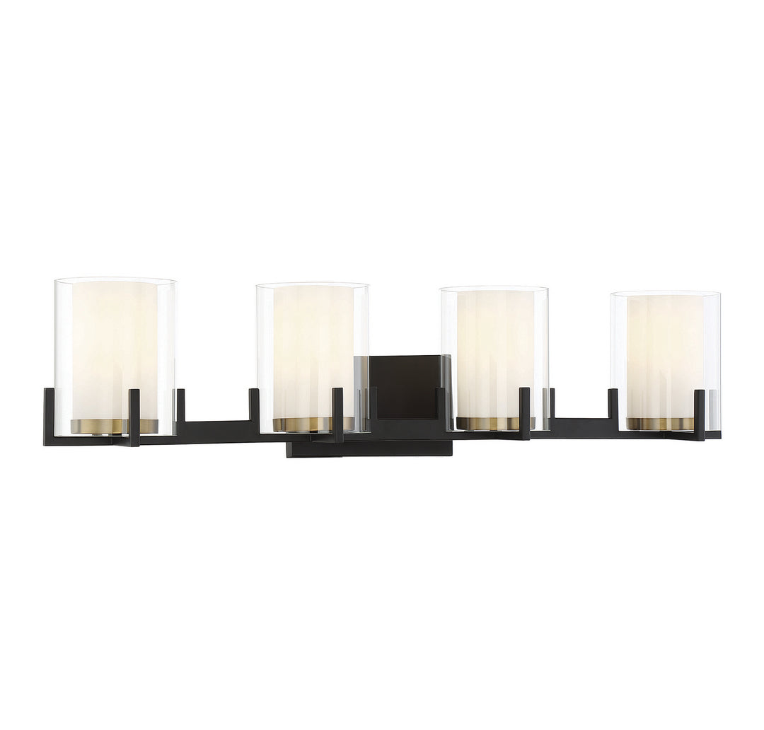 Savoy House Eaton 8-1977-4-143 Bath Vanity Light 33 in. wide - Matte Black with Warm Brass Accents