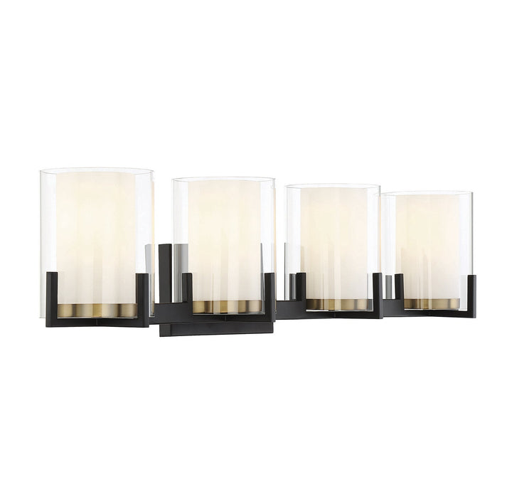 Savoy House Eaton 8-1977-4-143 Bath Vanity Light 33 in. wide - Matte Black with Warm Brass Accents