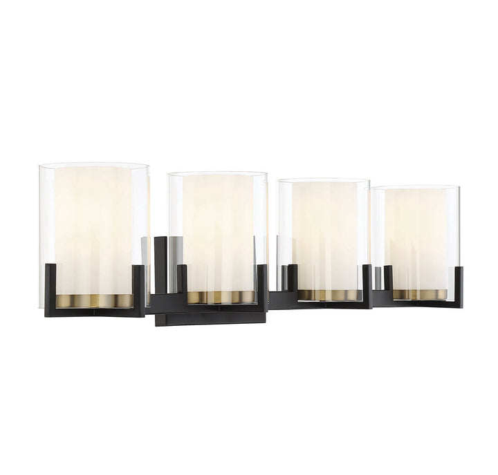 Savoy House Eaton 8-1977-4-143 Bath Vanity Light 33 in. wide - Matte Black with Warm Brass Accents