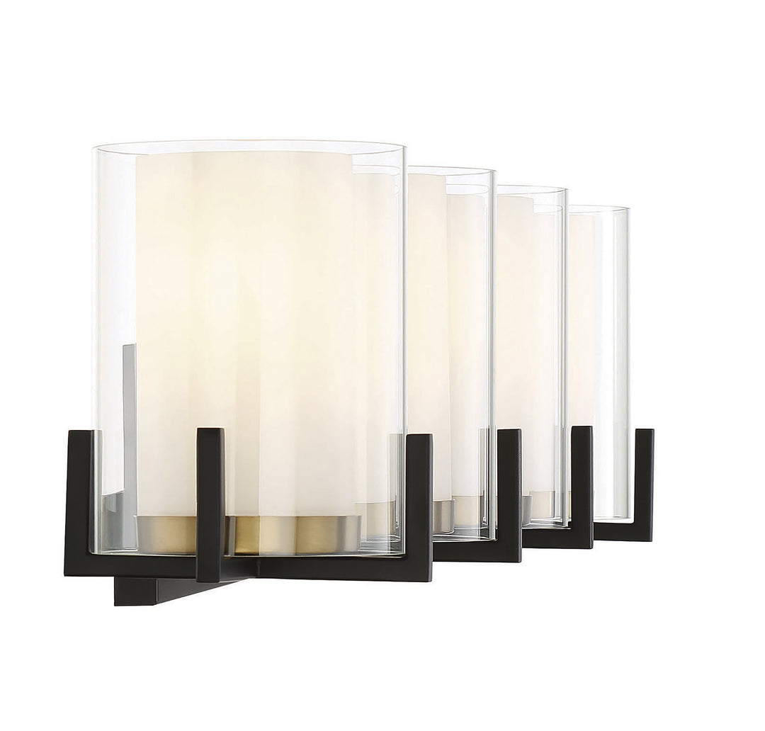 Savoy House Eaton 8-1977-4-143 Bath Vanity Light 33 in. wide - Matte Black with Warm Brass Accents