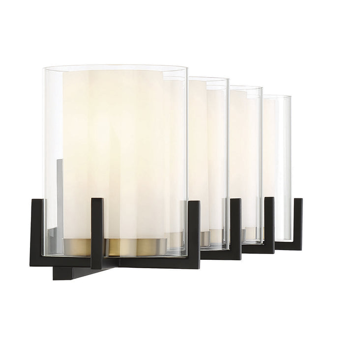 Savoy House Eaton 8-1977-4-143 Bath Vanity Light 33 in. wide - Matte Black with Warm Brass Accents