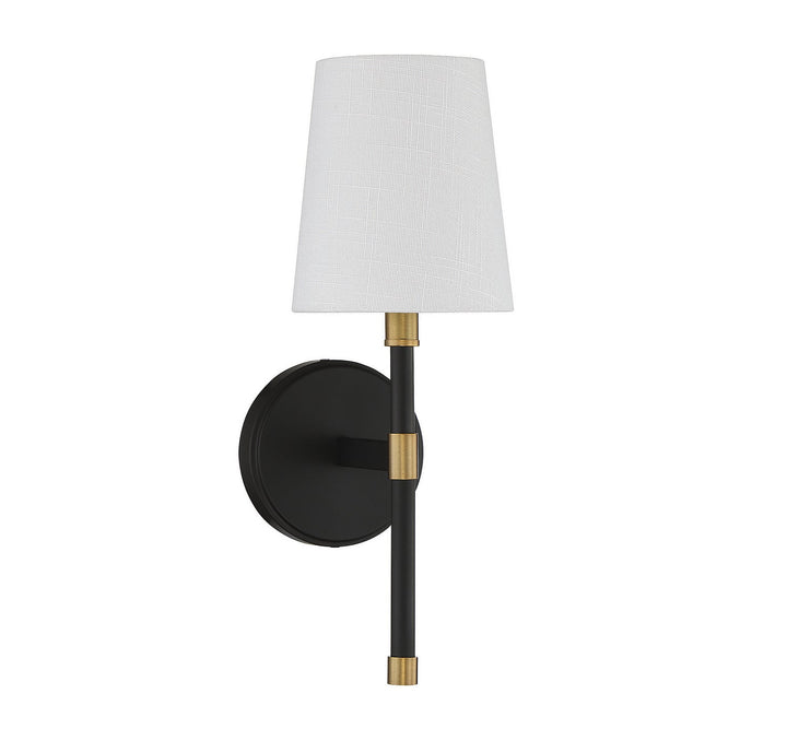 Savoy House Brody 9-1632-1-143 Wall Sconce Light - Matte Black with Warm Brass Accents