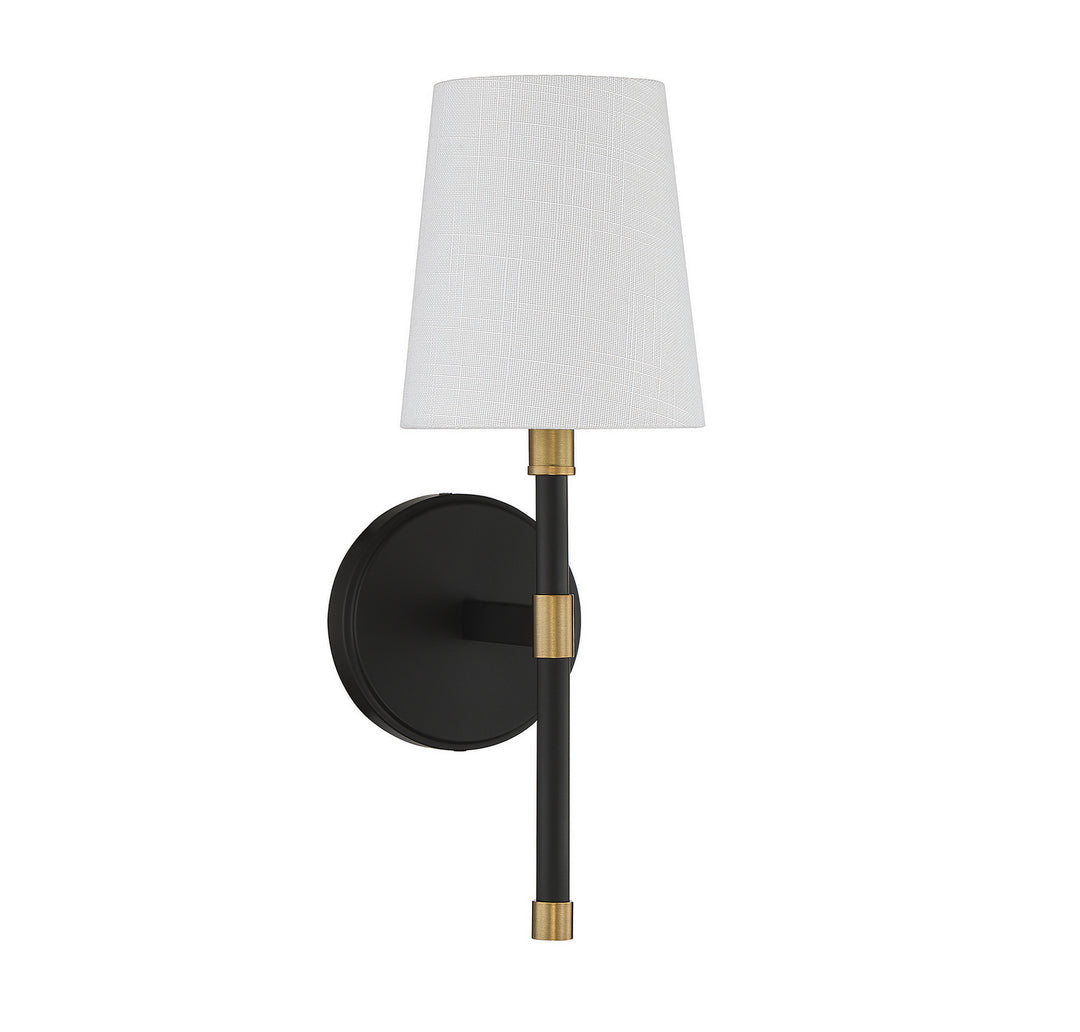 Savoy House Brody 9-1632-1-143 Wall Sconce Light - Matte Black with Warm Brass Accents