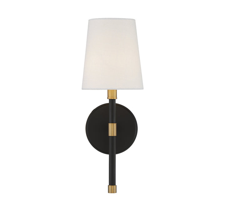 Savoy House Brody 9-1632-1-143 Wall Sconce Light - Matte Black with Warm Brass Accents