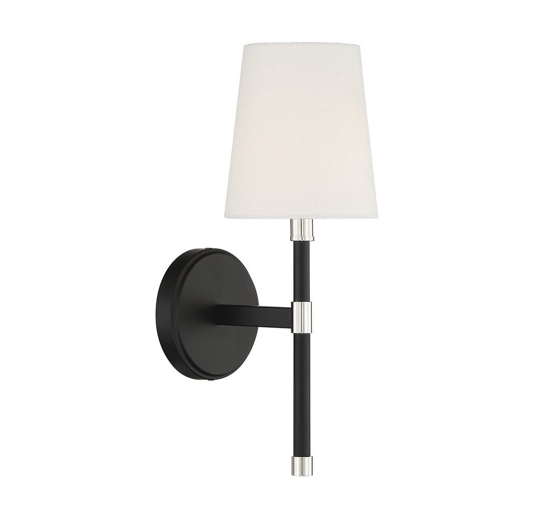 Savoy House Brody 9-1632-1-173 Wall Sconce Light - Matte Black with Polished Nickel Accents