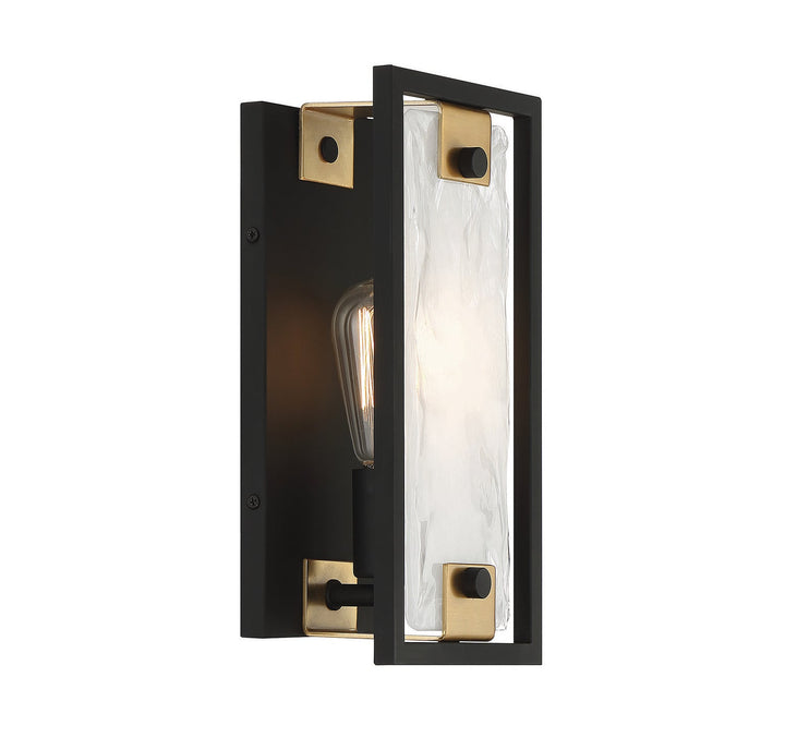 Savoy House Hayward 9-1697-1-143 Wall Sconce Light - Matte Black with Warm Brass Accents