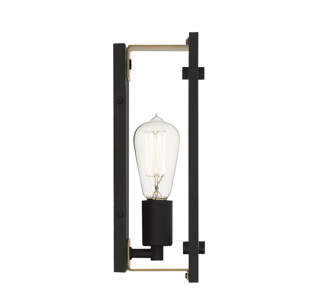 Savoy House Hayward 9-1697-1-143 Wall Sconce Light - Matte Black with Warm Brass Accents