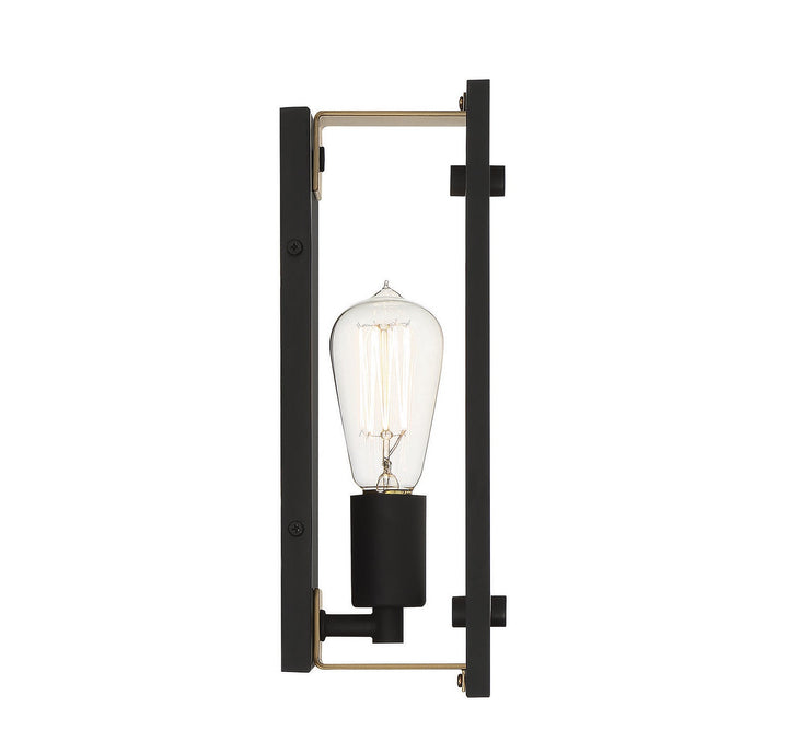 Savoy House Hayward 9-1697-1-143 Wall Sconce Light - Matte Black with Warm Brass Accents