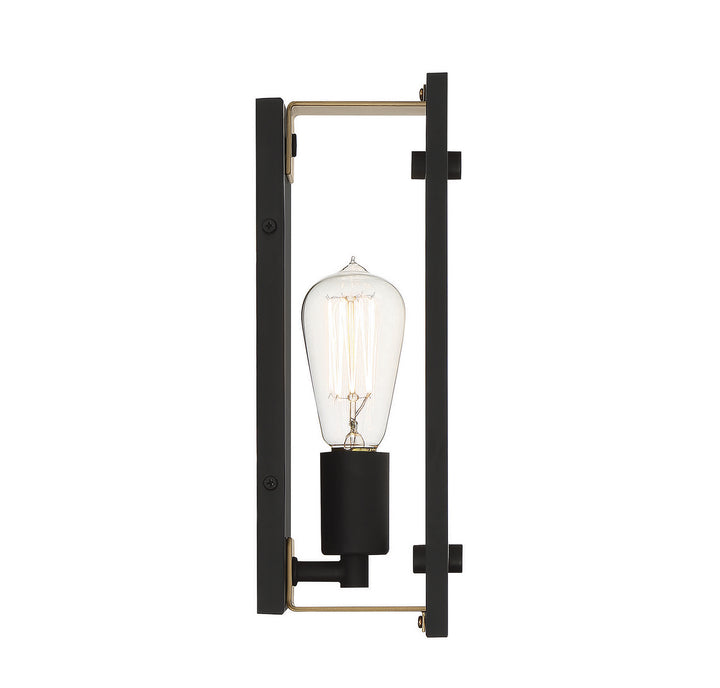 Savoy House Hayward 9-1697-1-143 Wall Sconce Light - Matte Black with Warm Brass Accents