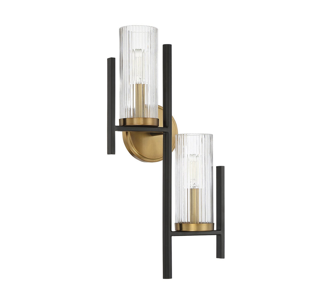 Savoy House Midland 9-1905-2-143 Wall Sconce Light - Matte Black with Warm Brass Accents