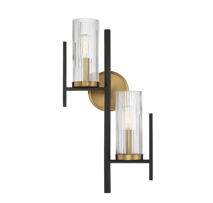 Savoy House Midland 9-1905-2-143 Wall Sconce Light - Matte Black with Warm Brass Accents
