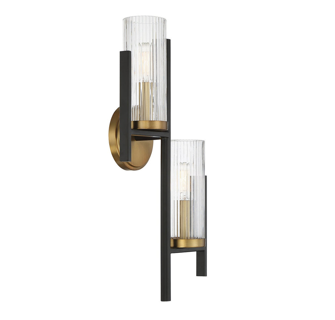 Savoy House Midland 9-1905-2-143 Wall Sconce Light - Matte Black with Warm Brass Accents