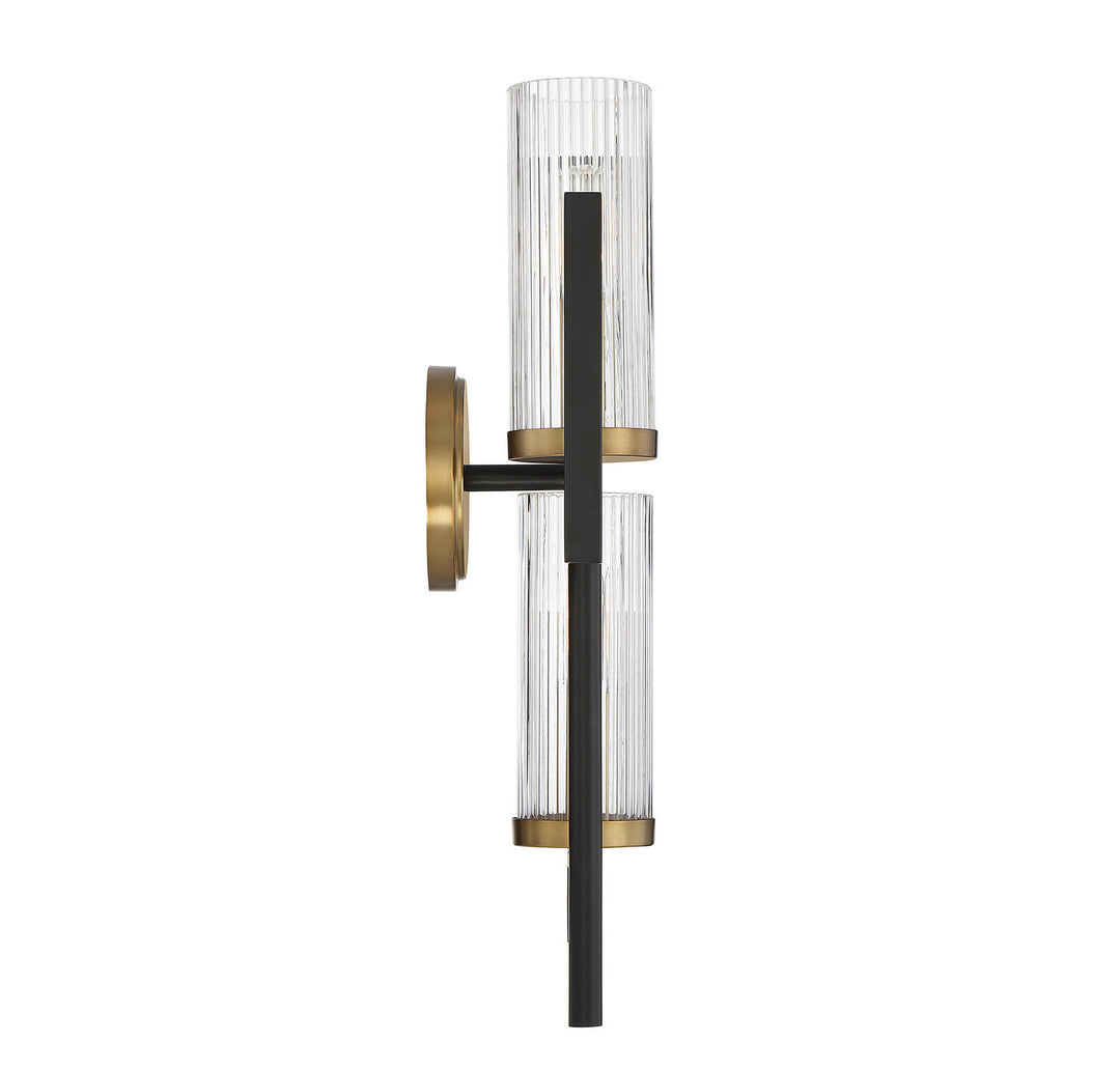 Savoy House Midland 9-1905-2-143 Wall Sconce Light - Matte Black with Warm Brass Accents