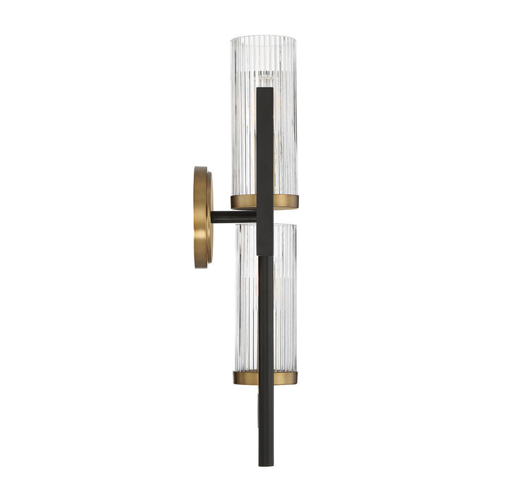 Savoy House Midland 9-1905-2-143 Wall Sconce Light - Matte Black with Warm Brass Accents