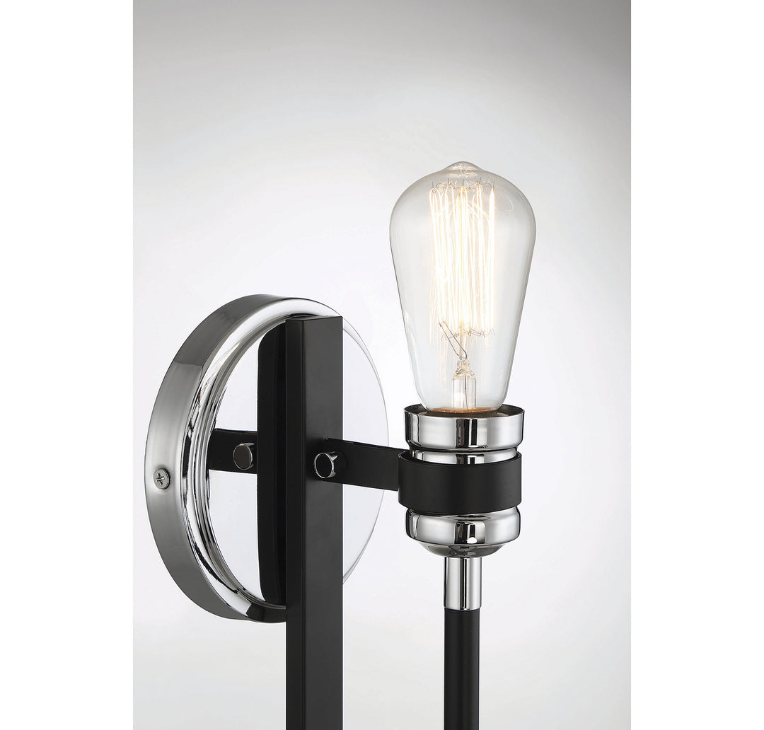 Savoy House Kenyon 9-1918-1-150 Wall Sconce Light - Kenyon Black and Chrome