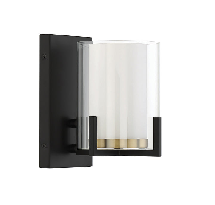 Savoy House Eaton 9-1977-1-143 Wall Sconce Light - Matte Black with Warm Brass Accents
