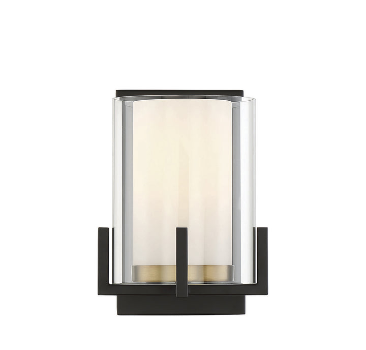 Savoy House Eaton 9-1977-1-143 Wall Sconce Light - Matte Black with Warm Brass Accents