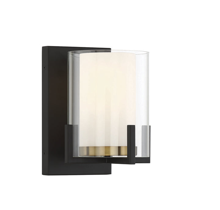 Savoy House Eaton 9-1977-1-143 Wall Sconce Light - Matte Black with Warm Brass Accents
