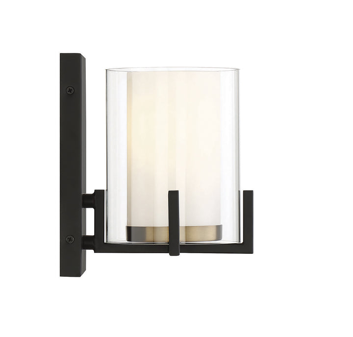 Savoy House Eaton 9-1977-1-143 Wall Sconce Light - Matte Black with Warm Brass Accents