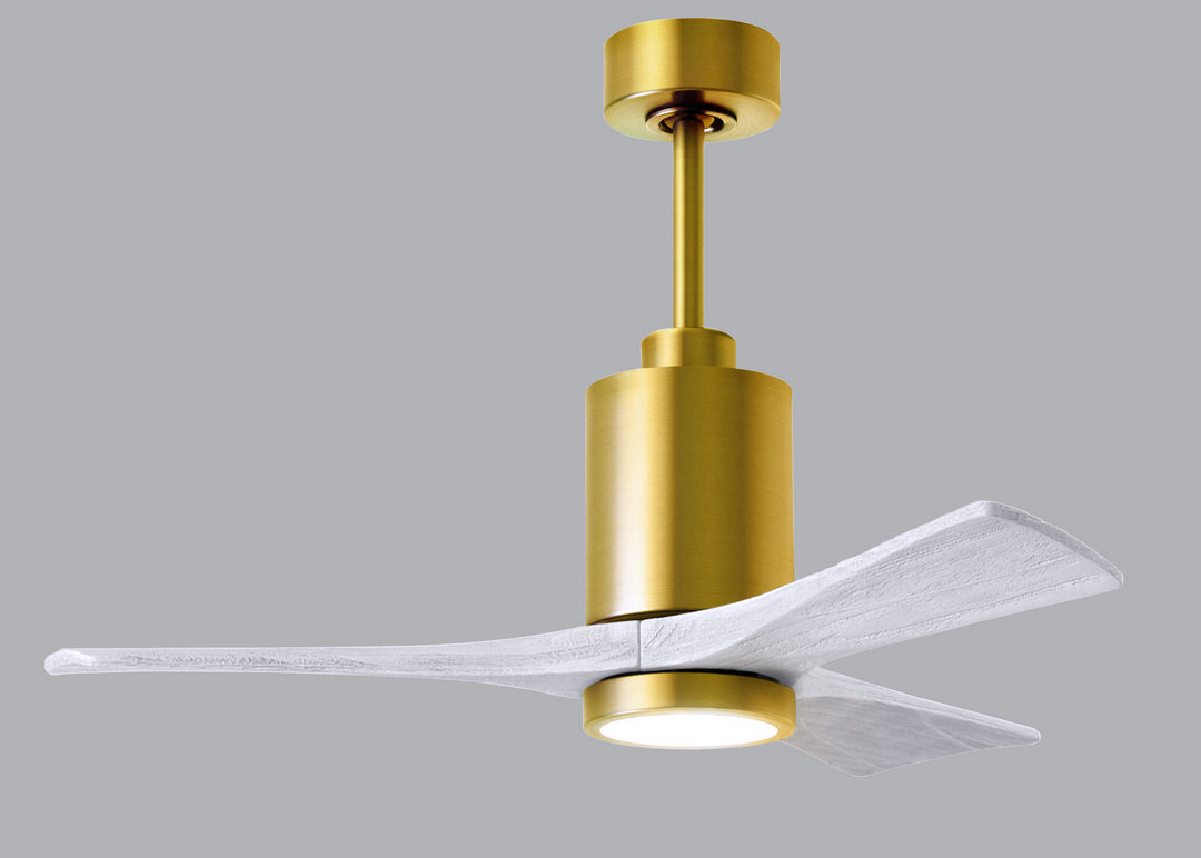 Matthews Fan Company Patricia PA3-BRBR-MWH-42 Ceiling Fan - Brushed Brass, Matte White/