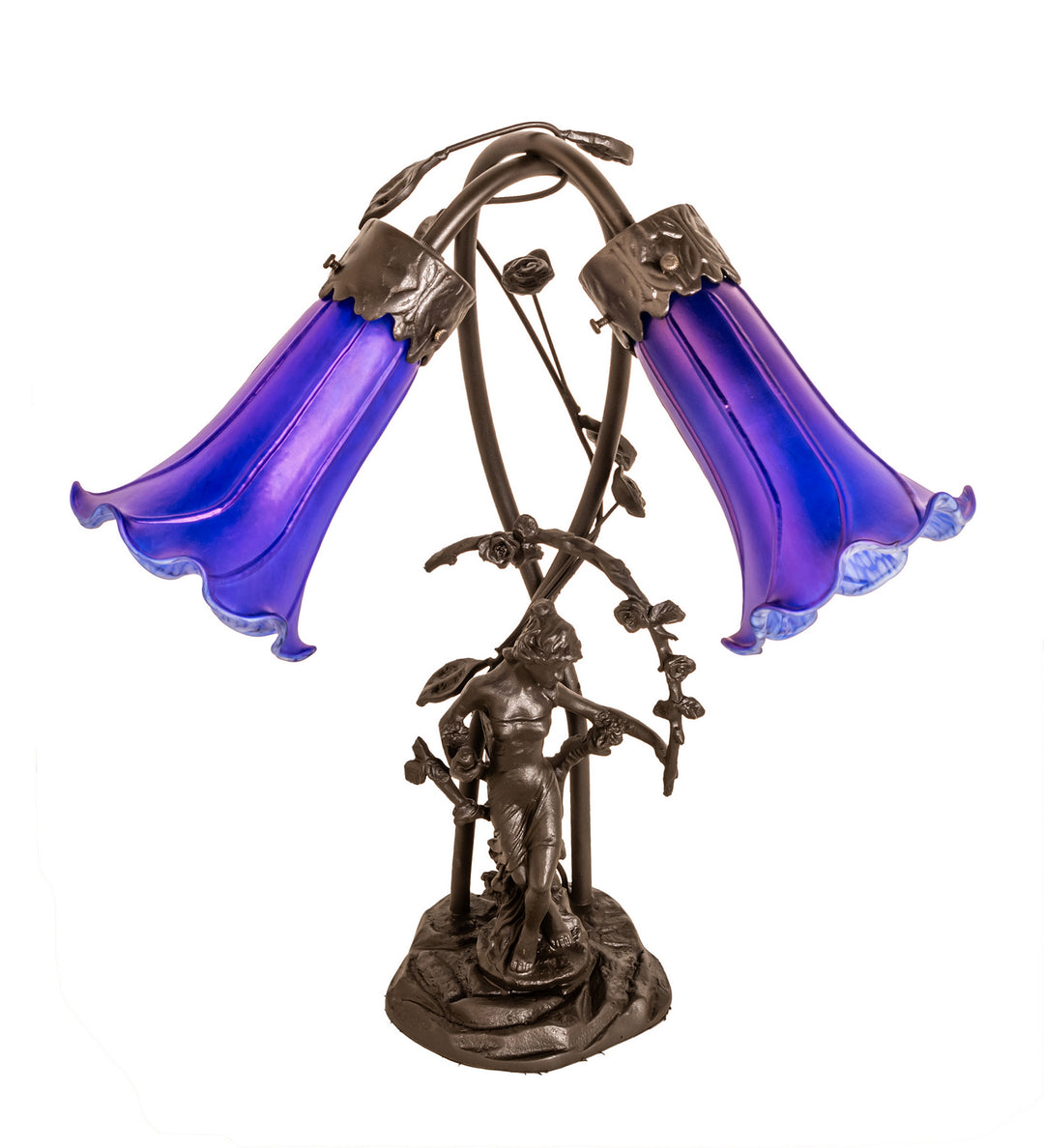 Meyda Tiffany Lighting 115880 Blue Two Light Table Lamp Lamp Bronze / Dark