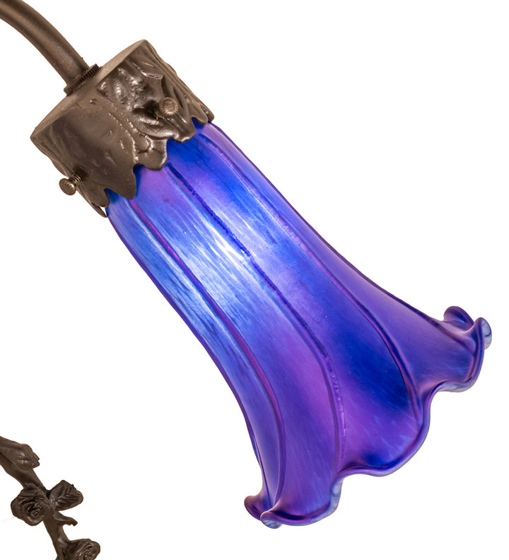 Meyda Tiffany Lighting 115880 Blue Two Light Table Lamp Lamp Bronze / Dark