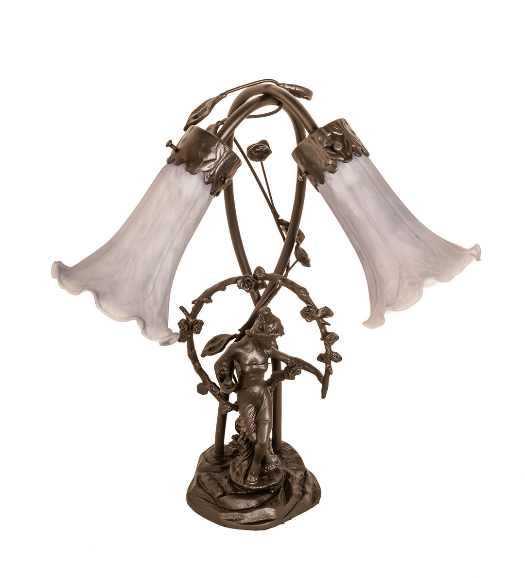 Meyda Tiffany Lighting 142212 Gray Two Light Table Lamp Lamp Bronze / Dark