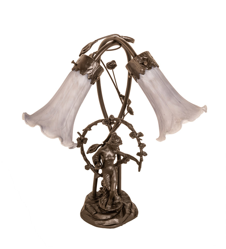Meyda Tiffany Lighting 142212 Gray Two Light Table Lamp Lamp Bronze / Dark