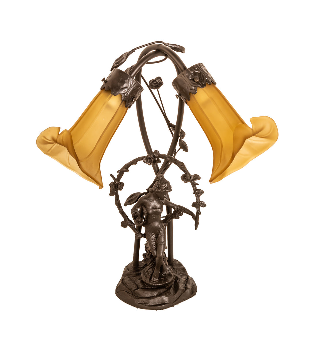 Meyda Tiffany Lighting 16362 Amber Two Light Table Lamp Lamp Bronze / Dark