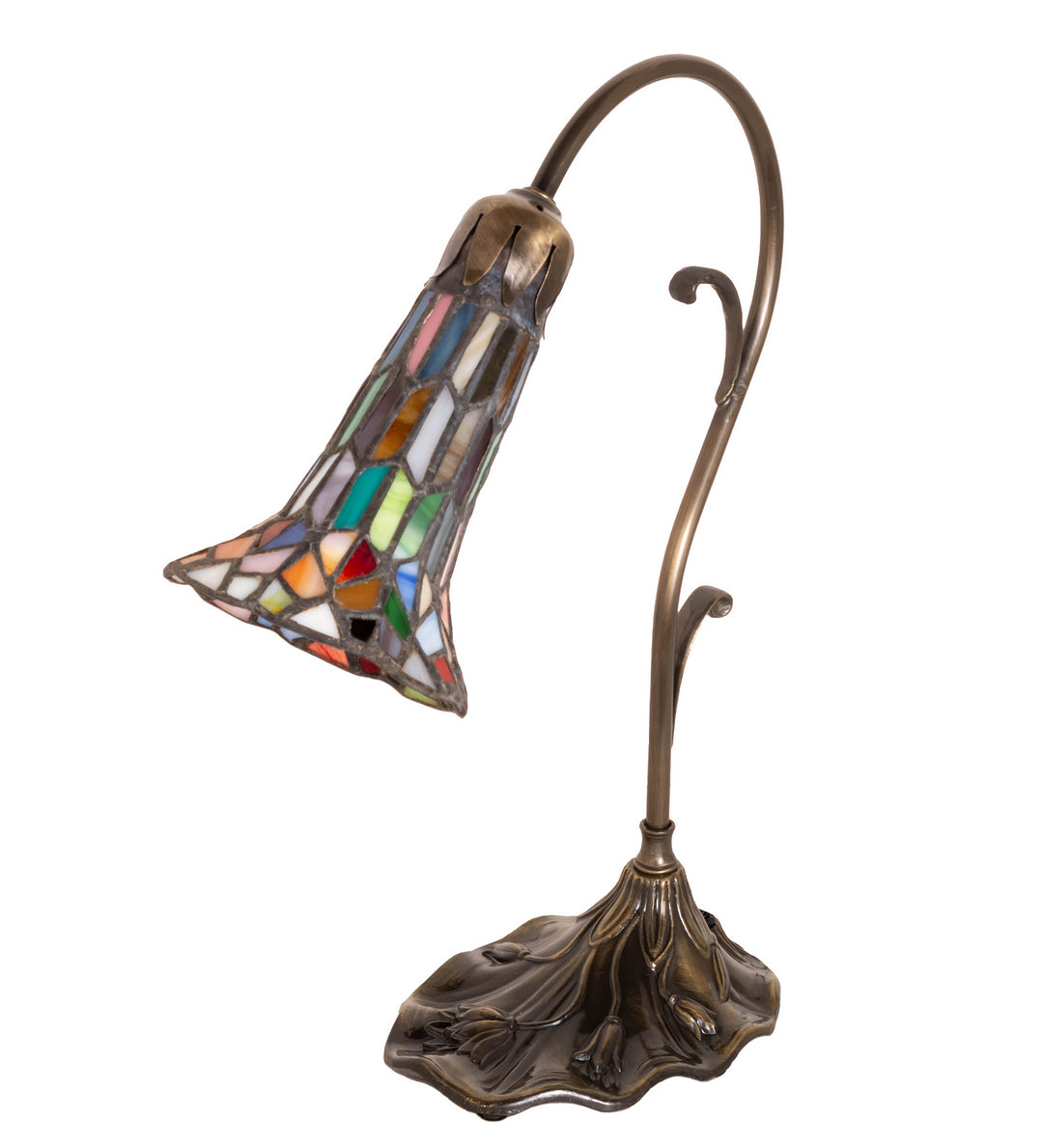 Meyda Tiffany Lighting 17866 Stained Glass Pond Lily Mini Lamp Lamp Bronze / Dark