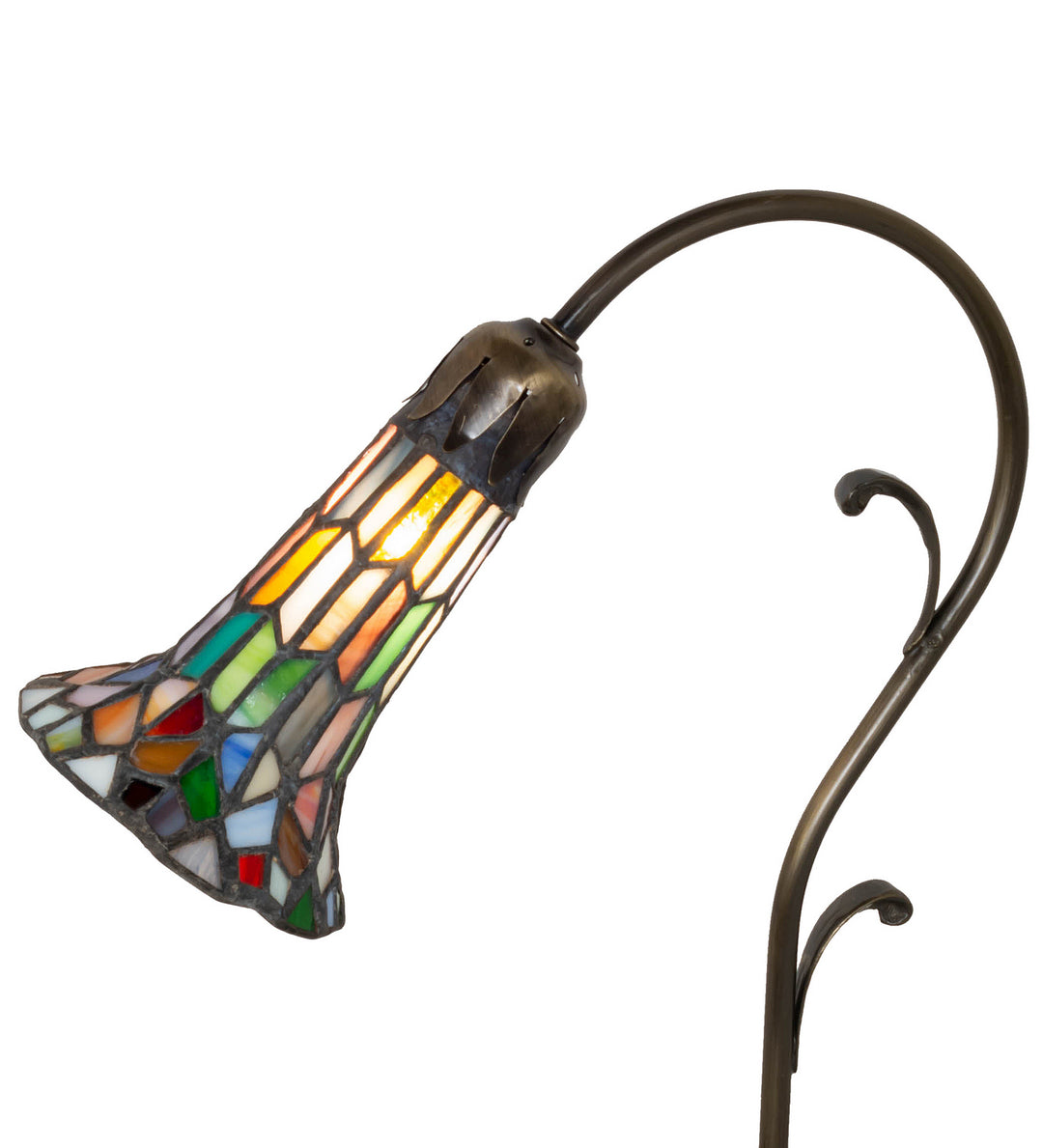 Meyda Tiffany Lighting 17866 Stained Glass Pond Lily Mini Lamp Lamp Bronze / Dark