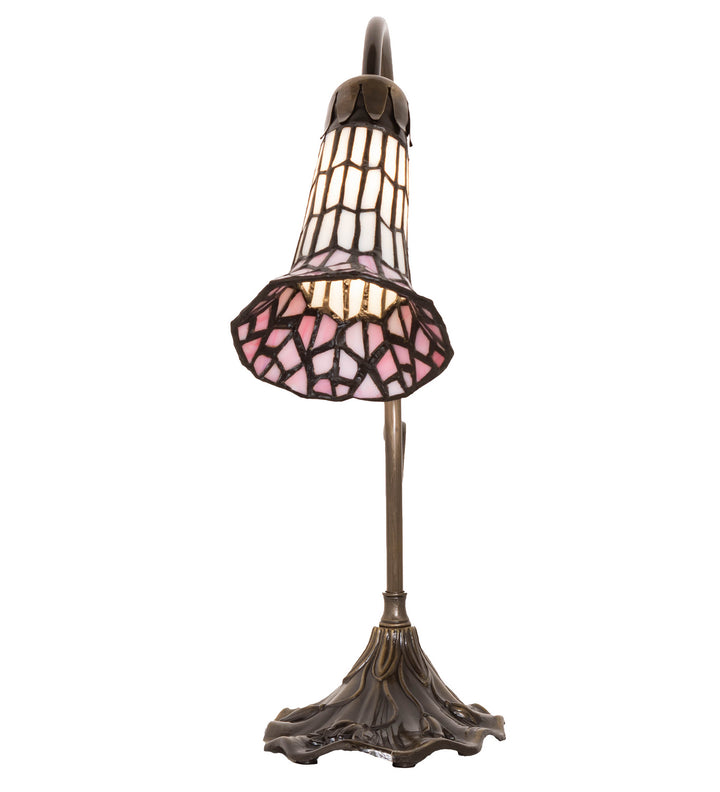 Meyda Tiffany Lighting 21810 Stained Glass Pond Lily One Light Mini Lamp Lamp Brass - Antique