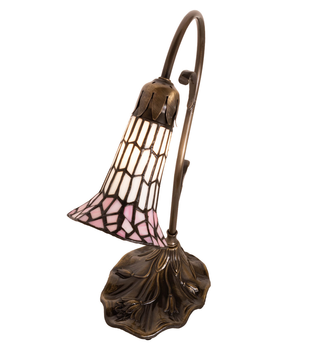 Meyda Tiffany Lighting 21810 Stained Glass Pond Lily One Light Mini Lamp Lamp Brass - Antique