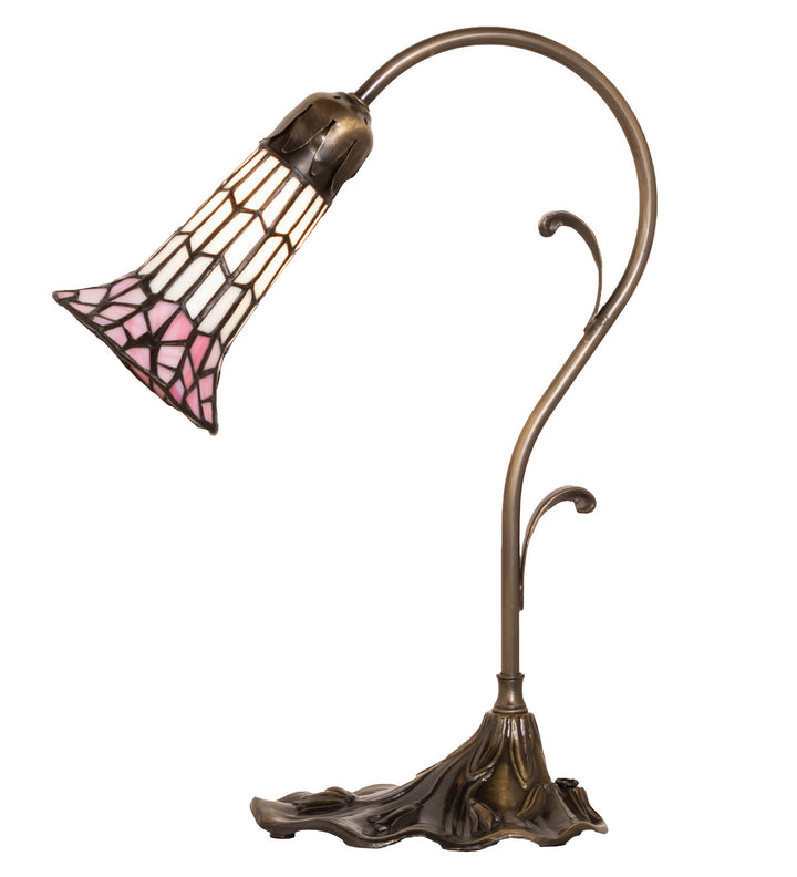 Meyda Tiffany Lighting 21810 Stained Glass Pond Lily One Light Mini Lamp Lamp Brass - Antique