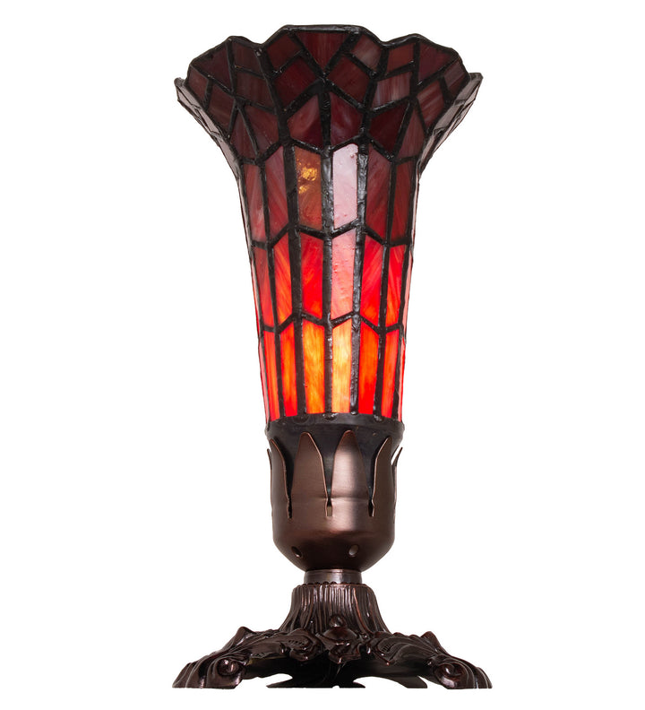 Meyda Tiffany Lighting 239057 Stained Glass Pond Lily Mini Lamp Lamp Bronze / Dark