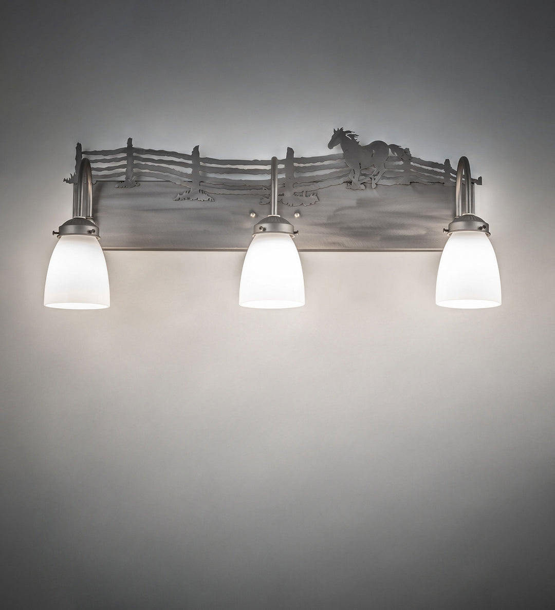 Meyda Tiffany Running Horses 247457 Bath Vanity Light 27 in. wide - Steel
