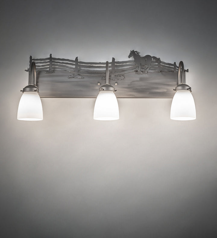 Meyda Tiffany Running Horses 247457 Bath Vanity Light 27 in. wide - Steel