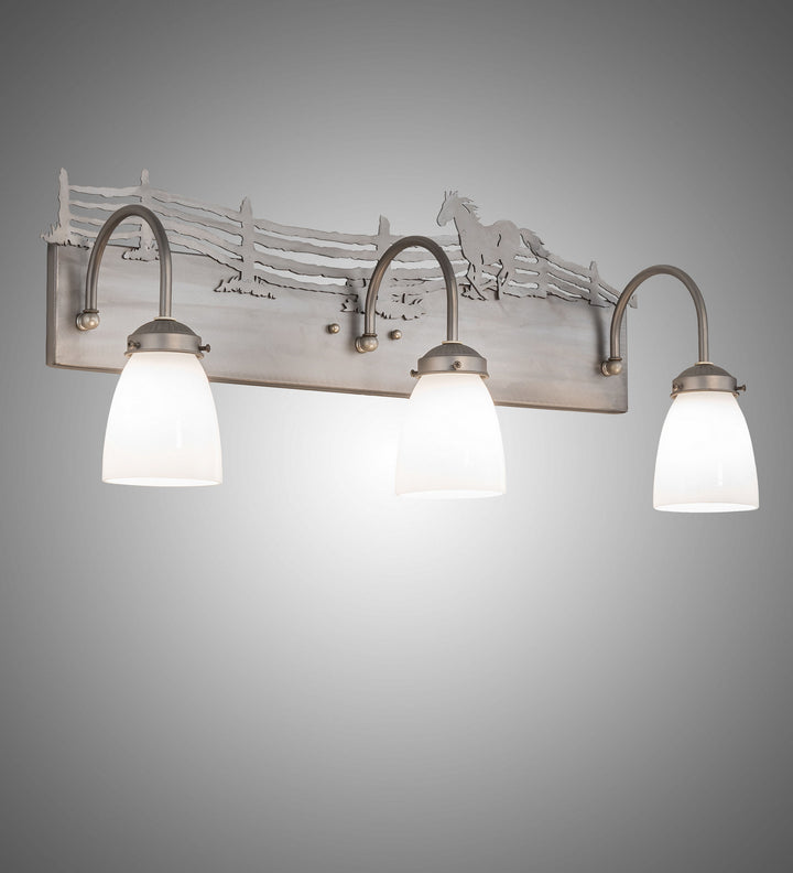Meyda Tiffany Running Horses 247457 Bath Vanity Light 27 in. wide - Steel