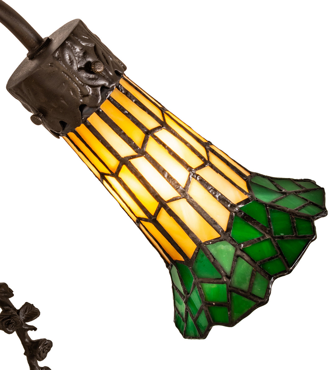 Meyda Tiffany Lighting 251675 Stained Glass Pond Lily Two Light Table Lamp Lamp Bronze / Dark