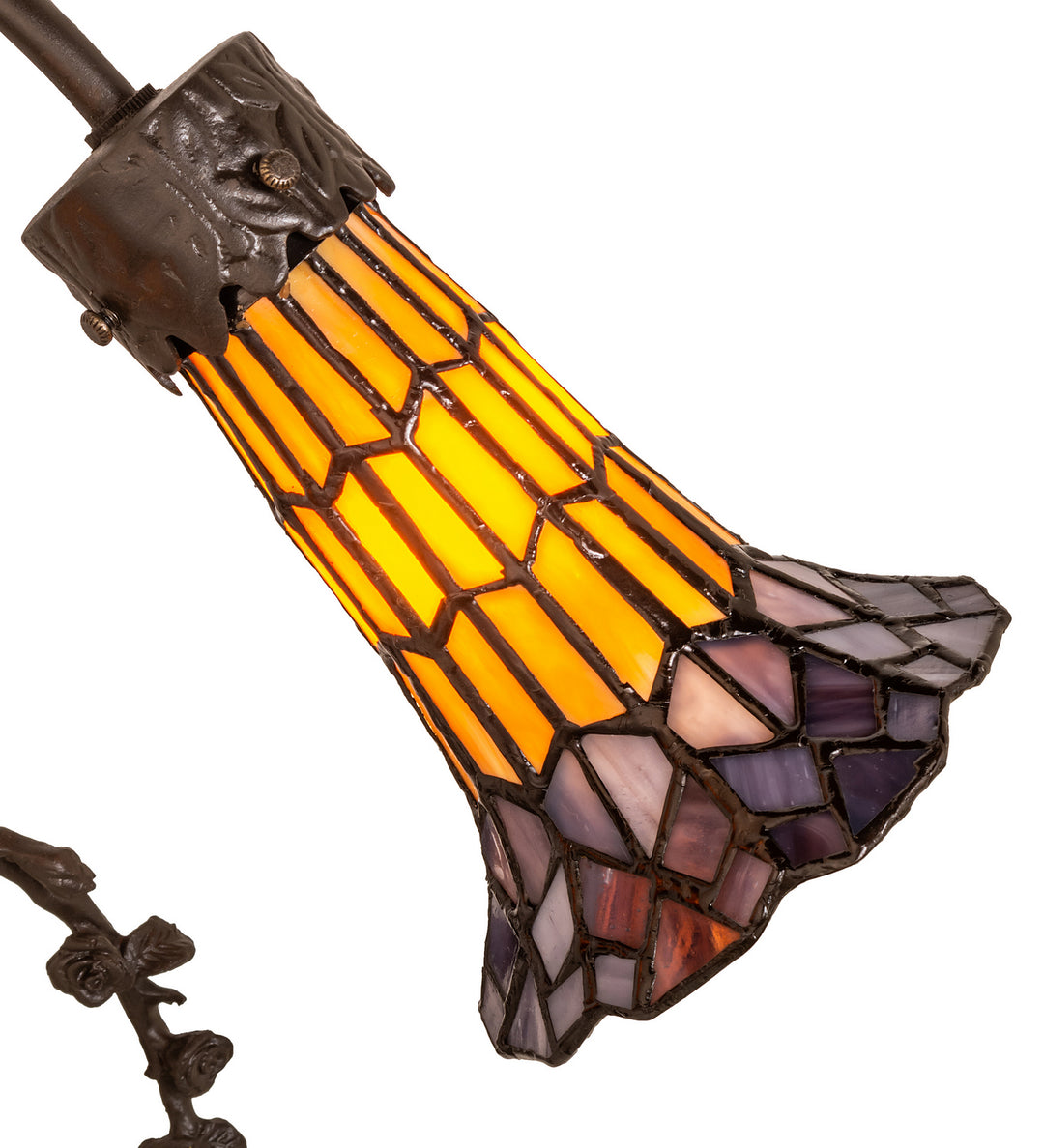 Meyda Tiffany Lighting 251676 Stained Glass Pond Lily Two Light Table Lamp Lamp Bronze / Dark