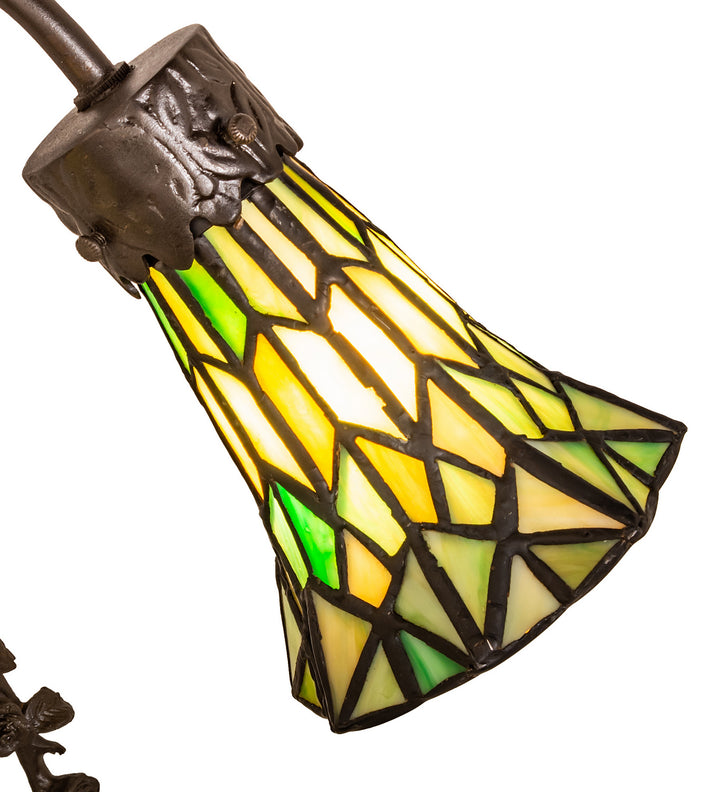 Meyda Tiffany Lighting 251677 Stained Glass Pond Lily Two Light Table Lamp Lamp Bronze / Dark