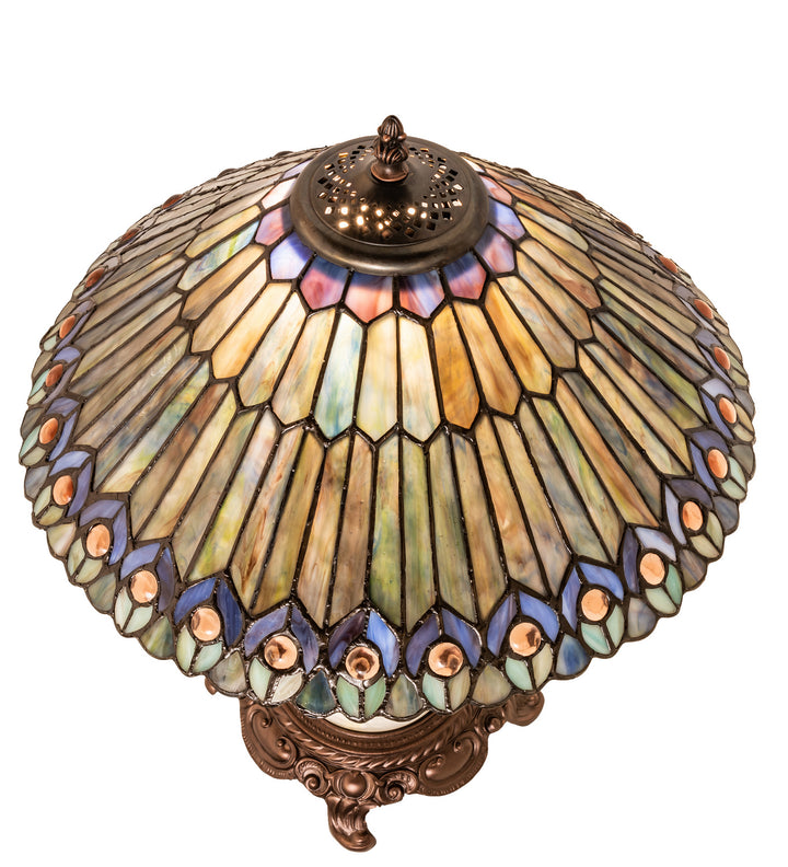 Meyda Tiffany Lighting 251928 Tiffany Jeweled Peacock One Light Table Lamp Lamp Bronze / Dark