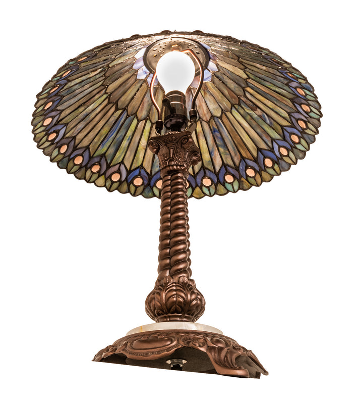 Meyda Tiffany Lighting 251928 Tiffany Jeweled Peacock One Light Table Lamp Lamp Bronze / Dark