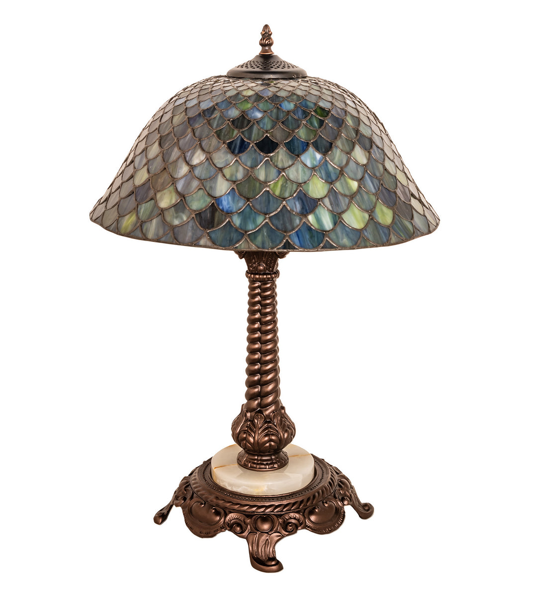 Meyda Tiffany Lighting 251959 Tiffany Fishscale One Light Table Lamp Lamp Bronze / Dark