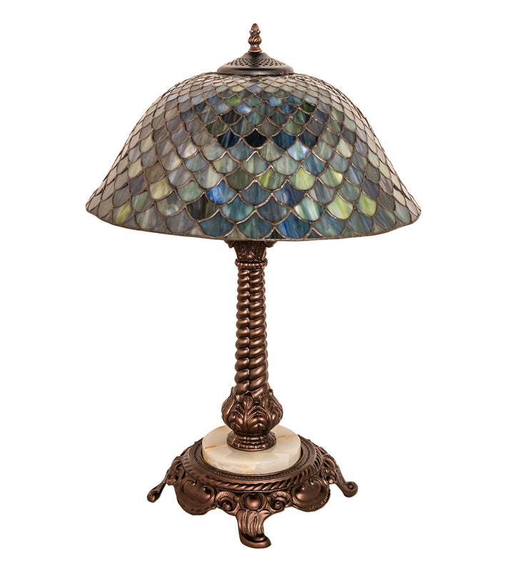 Meyda Tiffany Lighting 251959 Tiffany Fishscale One Light Table Lamp Lamp Bronze / Dark